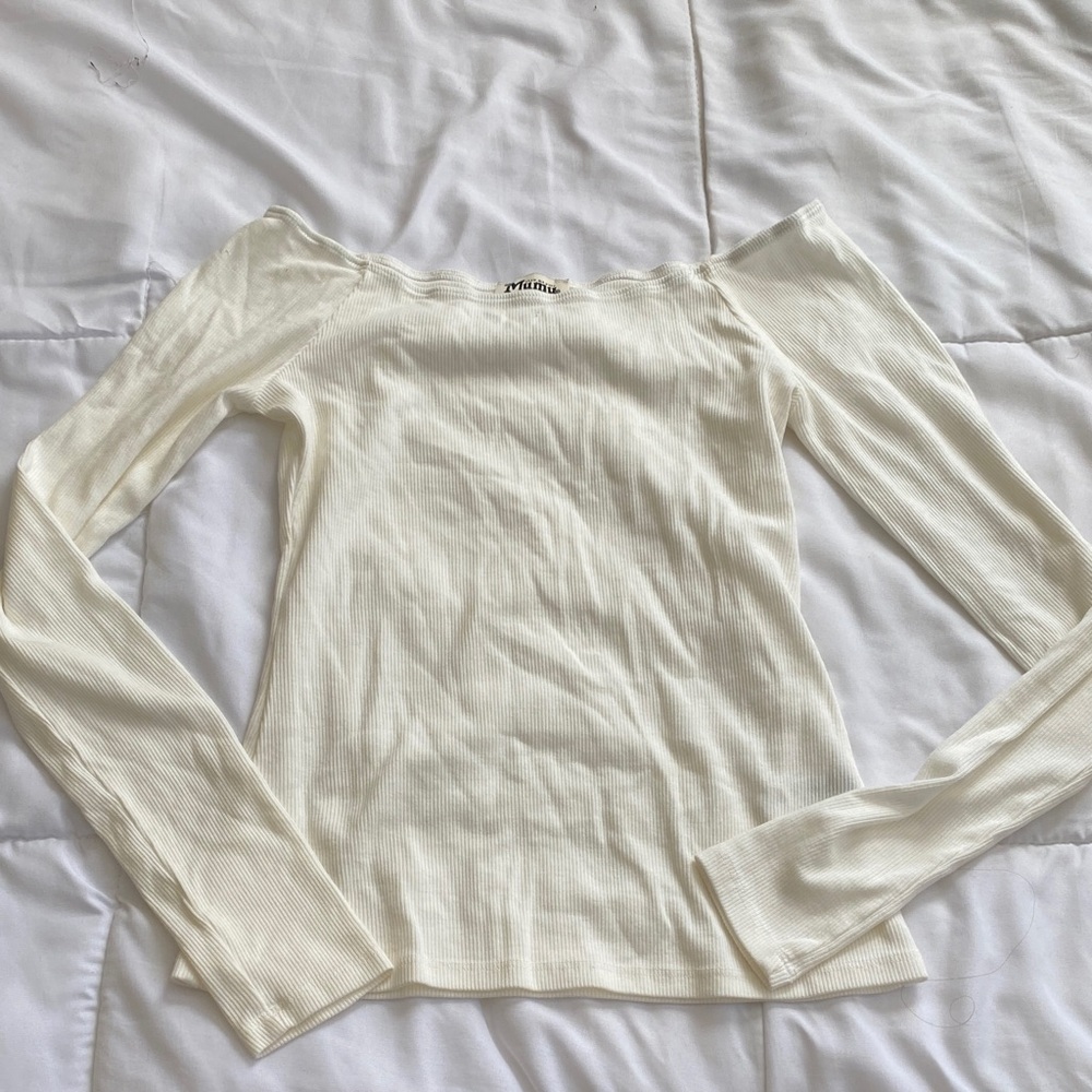 Show Me Your Mumu Cream Ribbed Long Sleeve Top